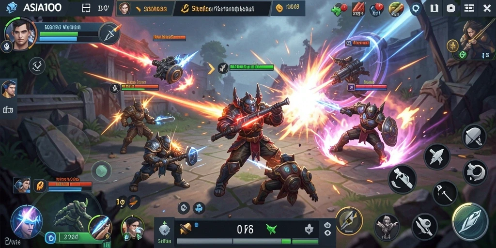 Screenshot gameplay ASIA100 menampilkan strategi dan pertempuran seru.
