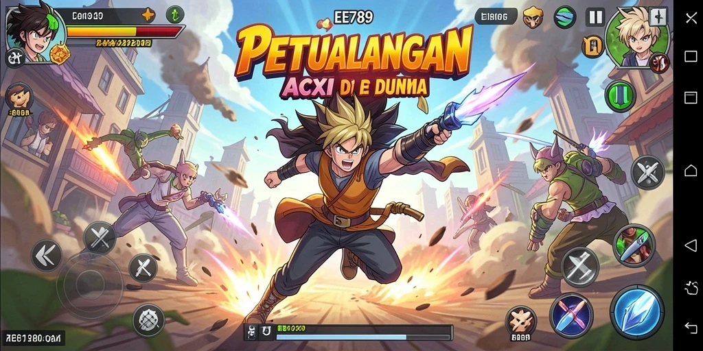 Screenshot gameplay EE789 dengan aksi karakter anime yang menarik.
