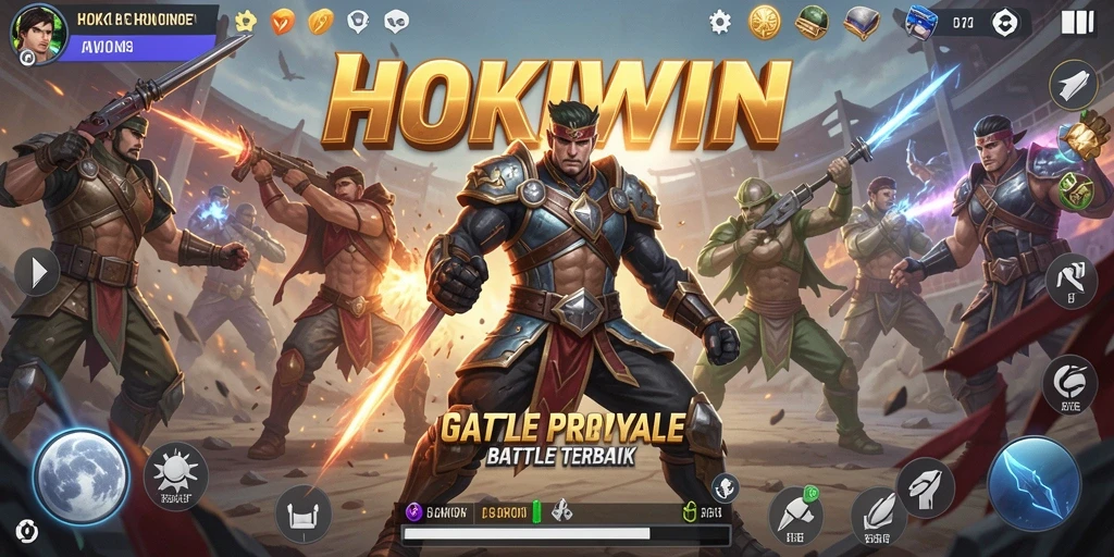 Gameplay HOKIWIN yang seru dalam aksi Battle Royale.