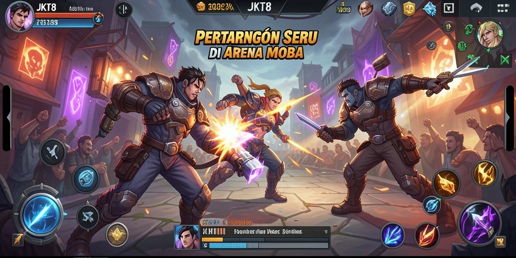 Tampilan gameplay seru di arena pertarungan JKT8.