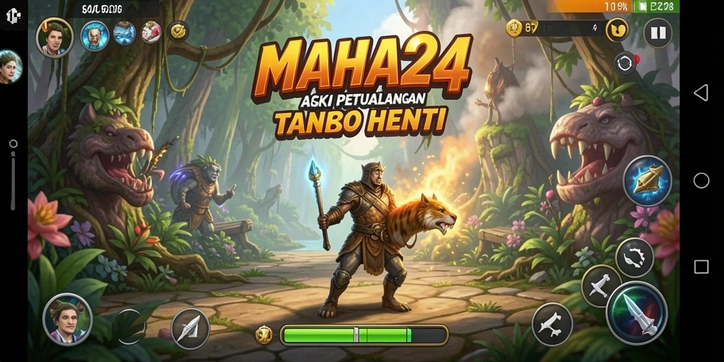 Tangkapan layar utama MAHA24 menunjukkan aksi seru dalam gameplay.