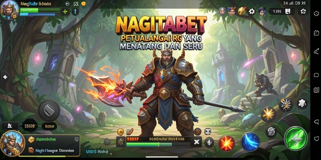 Tampilan gameplay RPG yang epik dalam NAGITABET saat melawan musuh yang tangguh.