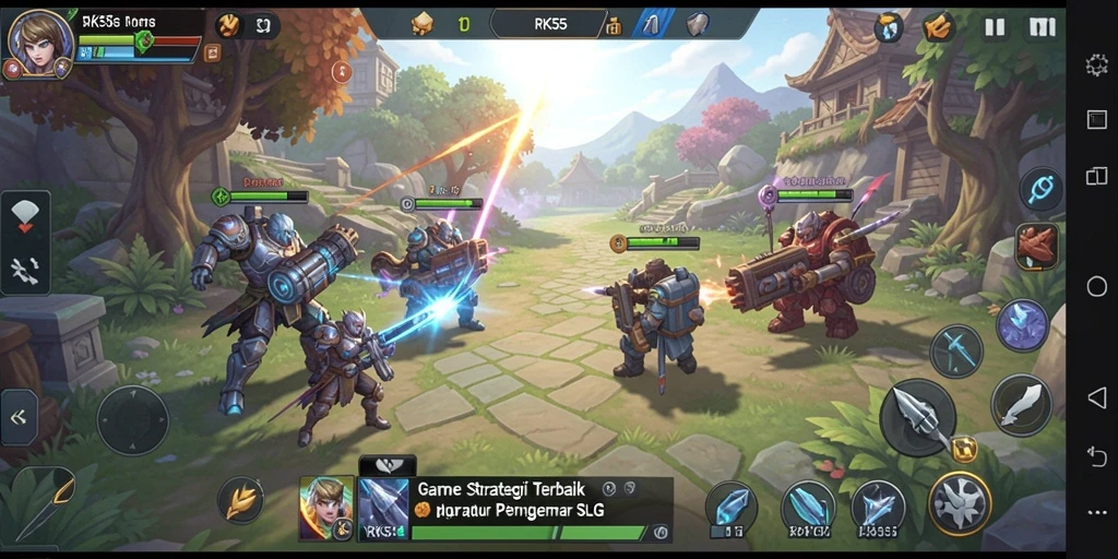Tampilan gameplay yang menegangkan dalam RK55 dengan pertempuran SLG yang seru.