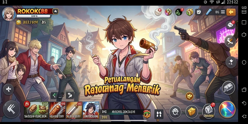 Screenshot ROKOK88 menampilkan aksi pertarungan karakter Anime.