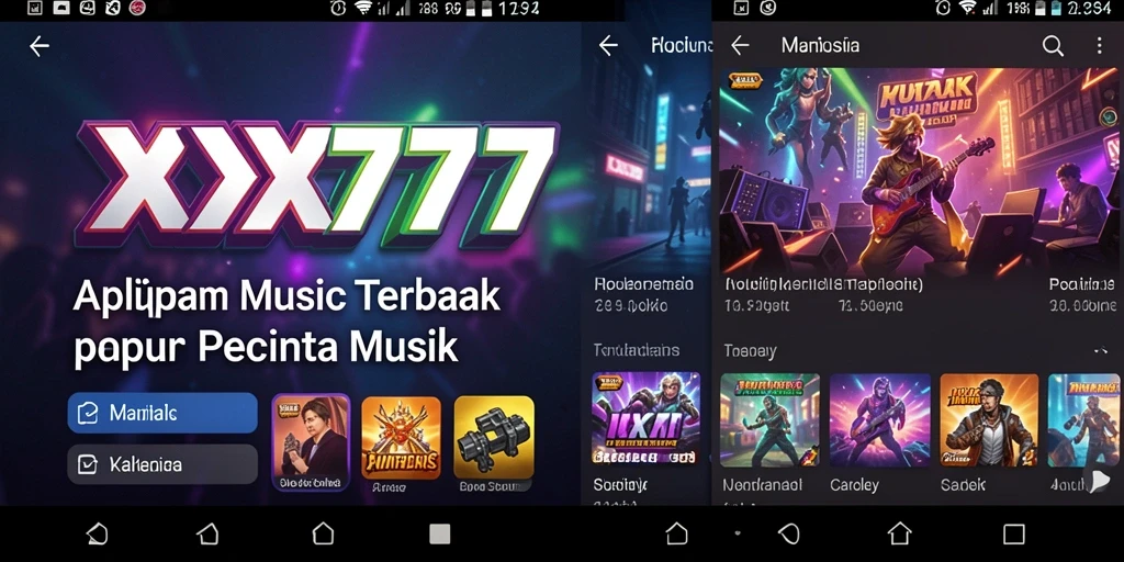 Tampilan gameplay interaktif dari aplikasi musik XXX777.